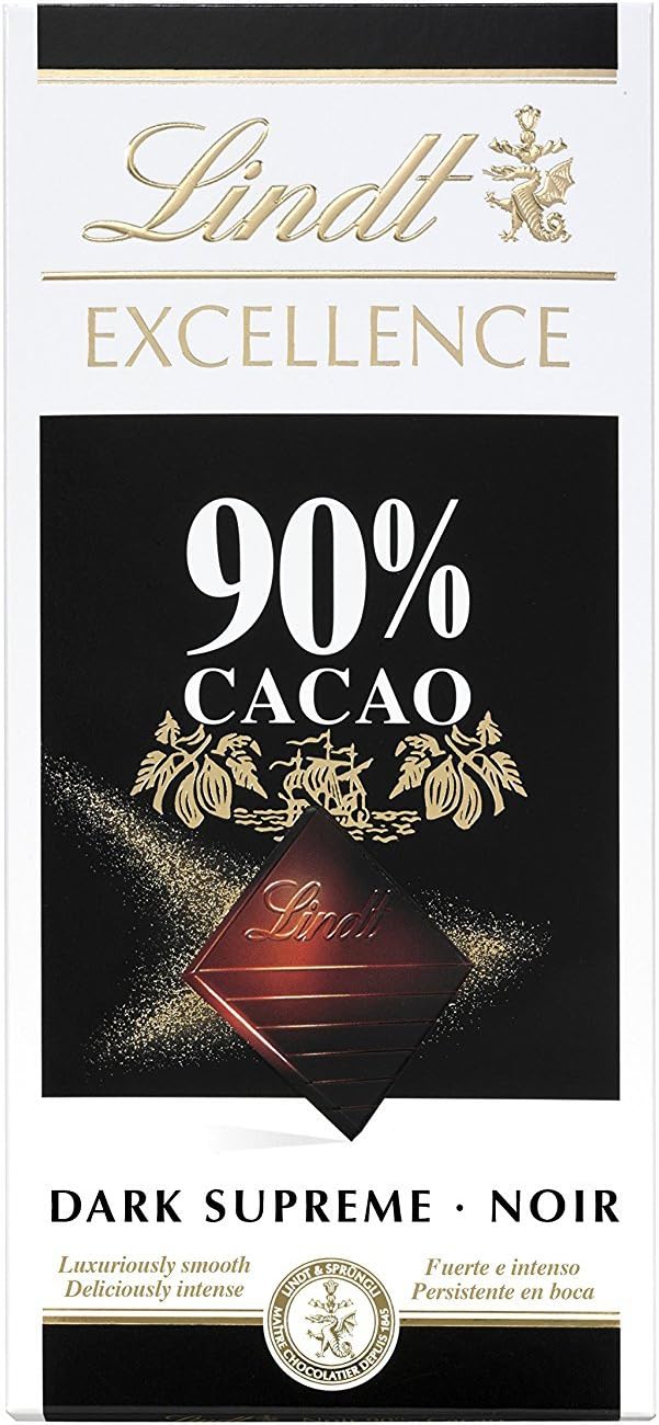 Lindt Excellence Intense Dark 90% Cocoa Chocolate Bar, 100g