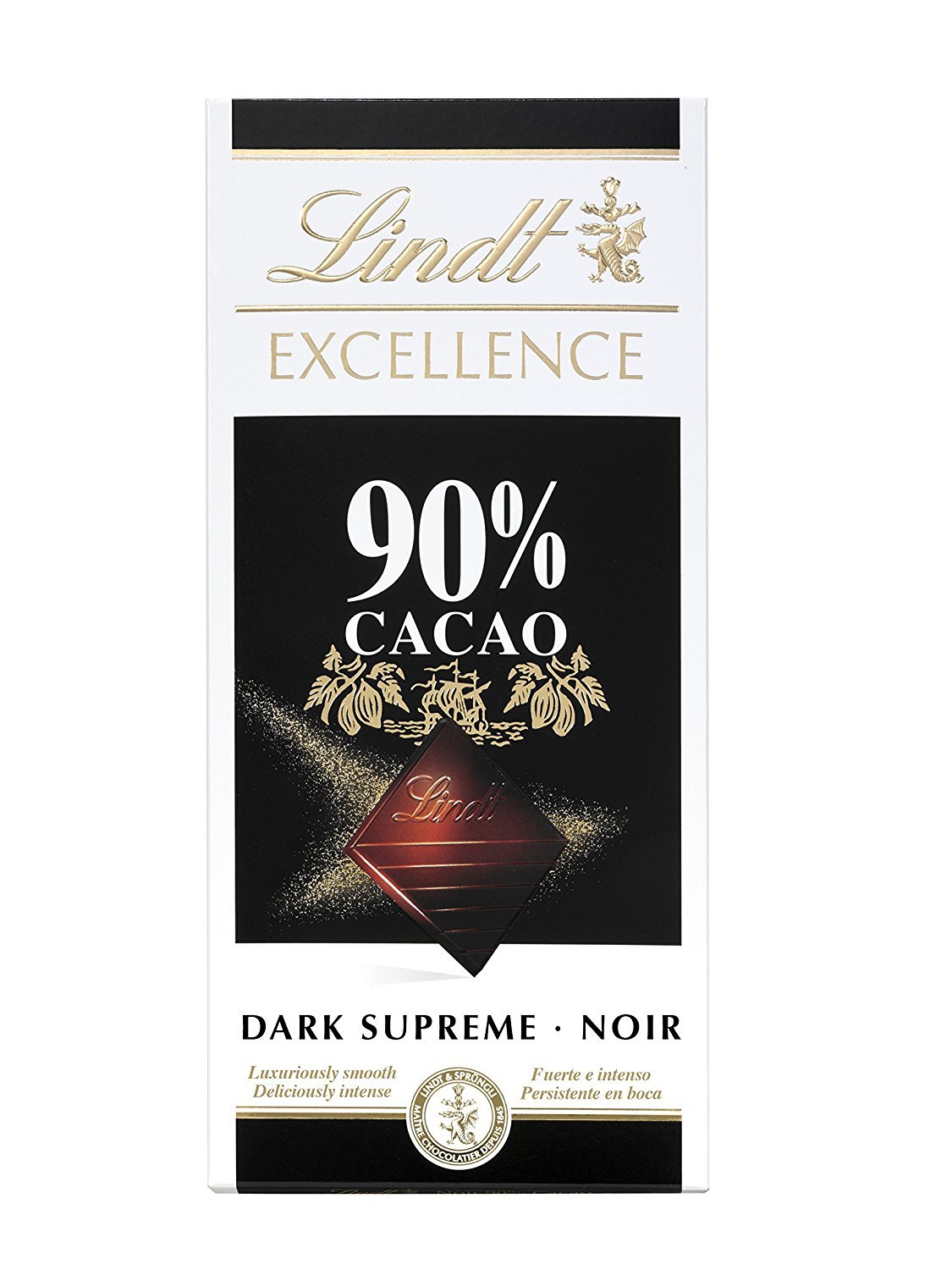 Lindt Excellence Intense Dark 90% Cacao Chocolate Bar Each 100 g (Pack of 5)