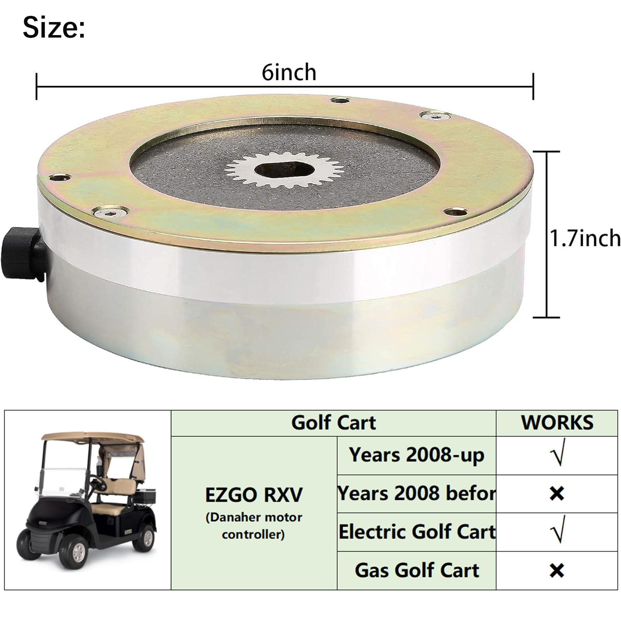 10L0L 6" Golf Cart Motor Brake Replacement Fits EZGO RXV 2008-2011 Electric Replaces OEM #610065 605867 - Image 2