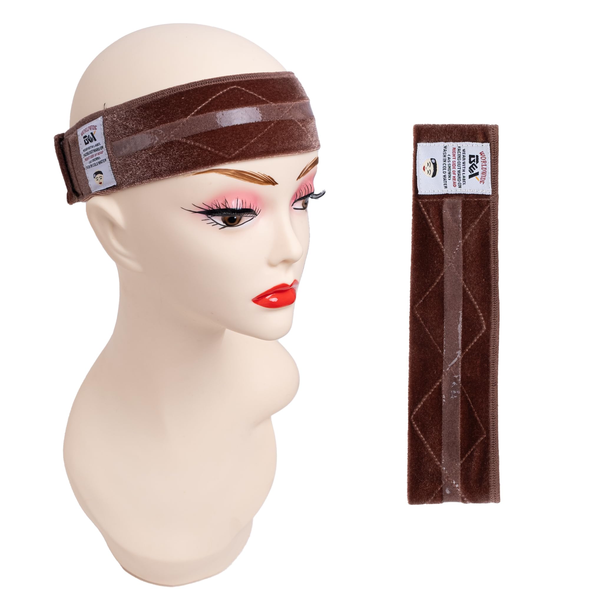 GEX New Wig Band Velvet with Silicone for Keeping Wigs in Place Updated Wig Grip Scarf Head Hair Band Wig Band Adjustable Fastern (Light Brown)