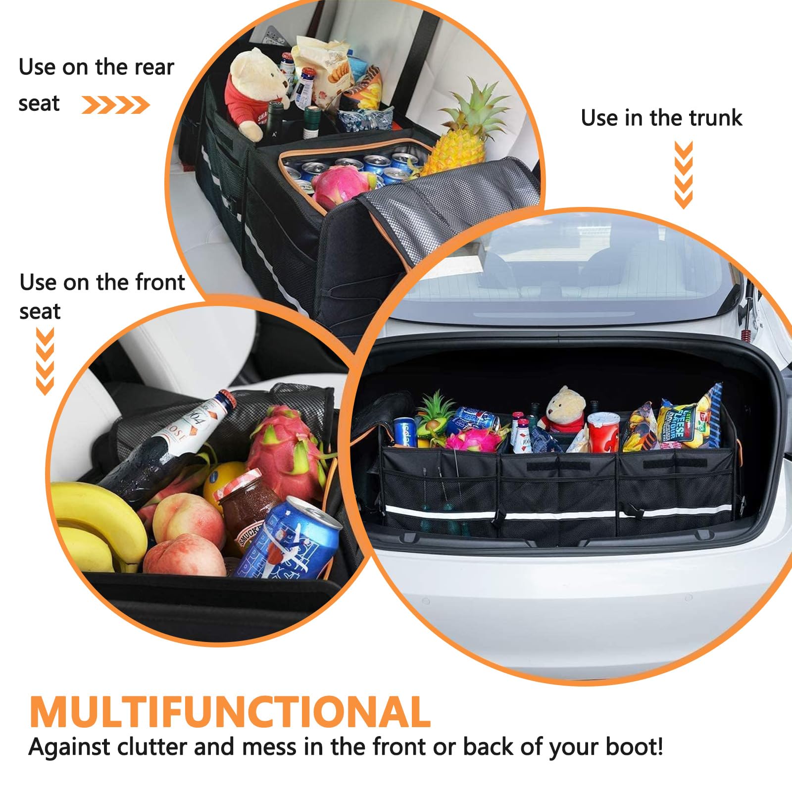 Organizador de maletero, organizador de maletero de coche con tapa, bolsa de maletero plegable, organizador de coche para maletero (B- 30 x 35 x 88 cm)