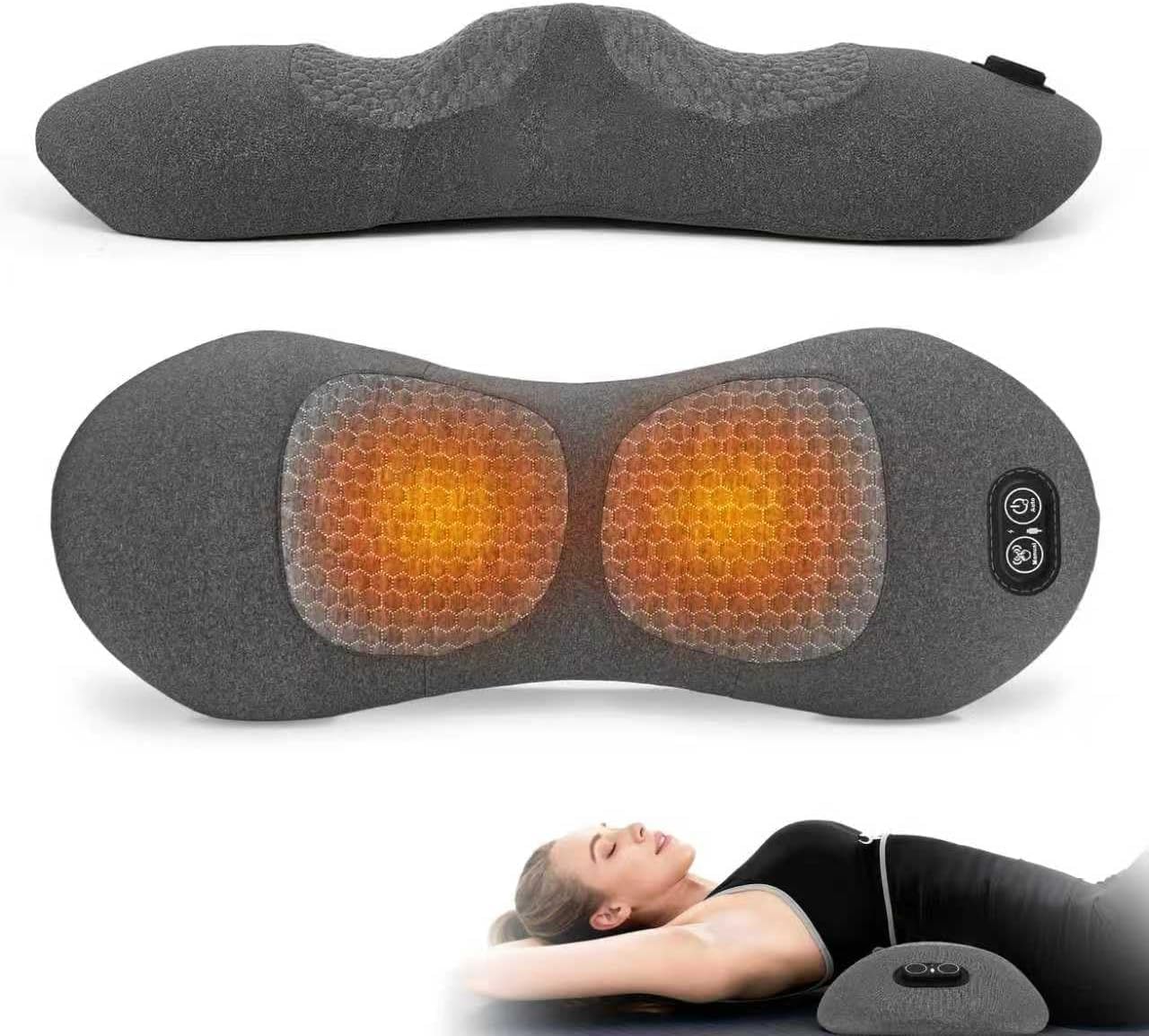 3 in 1 Wiederaufladbar Rückenmassagegerät, Massagegerät Rücken mit Wärme, Vibration & Traktion, Nackenmassagegerät Rückenmassagegerät Unterer Rücken für Tiefengewebe Muskelentspannung, Zuhause & Büro