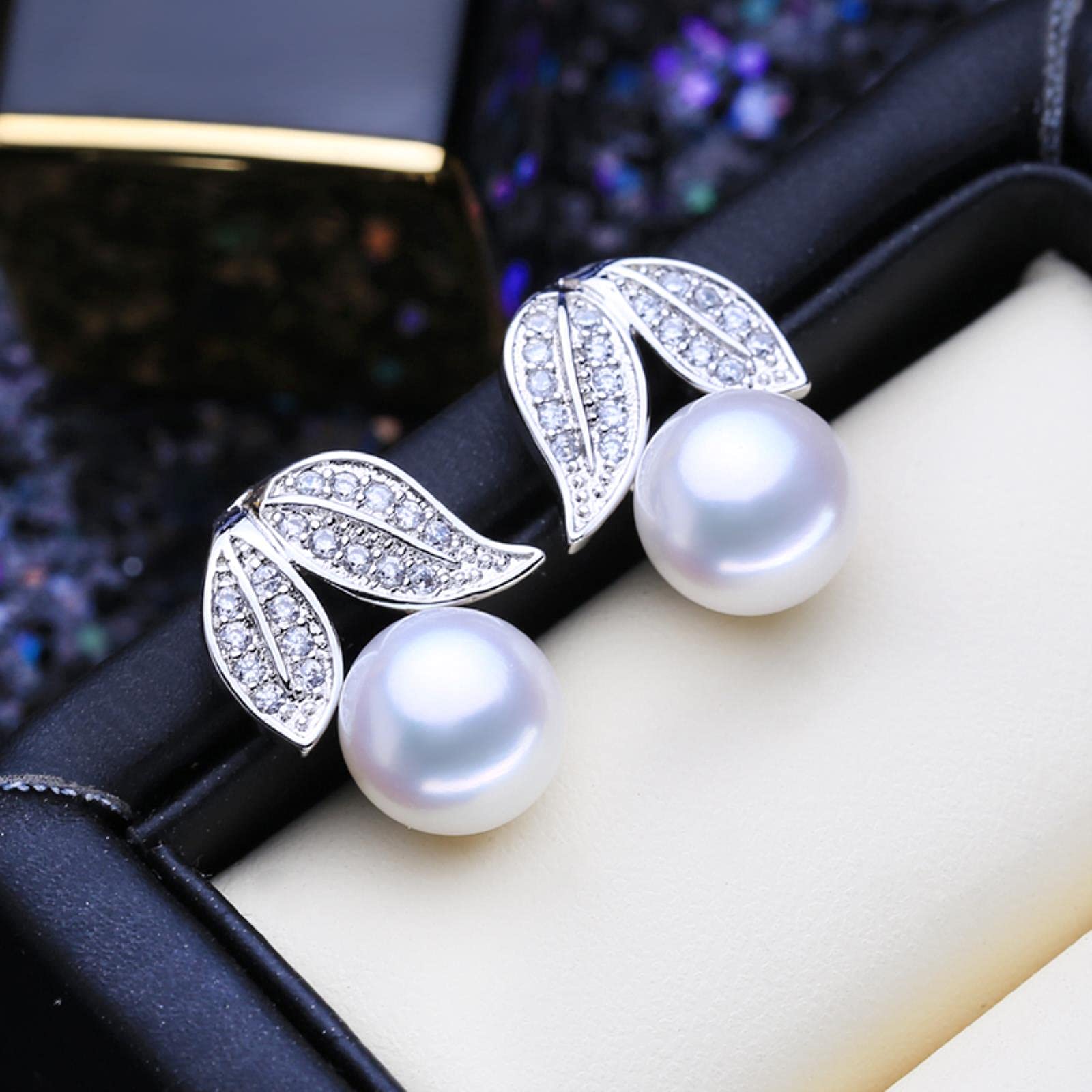 LOKILOKI Conjuntos De Joyas De Plata De Ley 925 Pendientes De Perla Natural Collar De Cadena con Colgante Bohemio Personalizado para Mujer Conjunto De Anillo