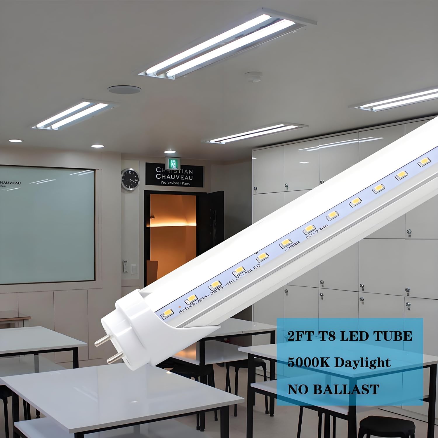 T8 T10 T12 2FT LED Light Tube - 8W 24 Inch Led Fluorescent Tube Replacement, 20W Equivalent, 1120 Lm, 5000K Daylight White, Ballast Bypass, Clear Cover (Pack of 4)