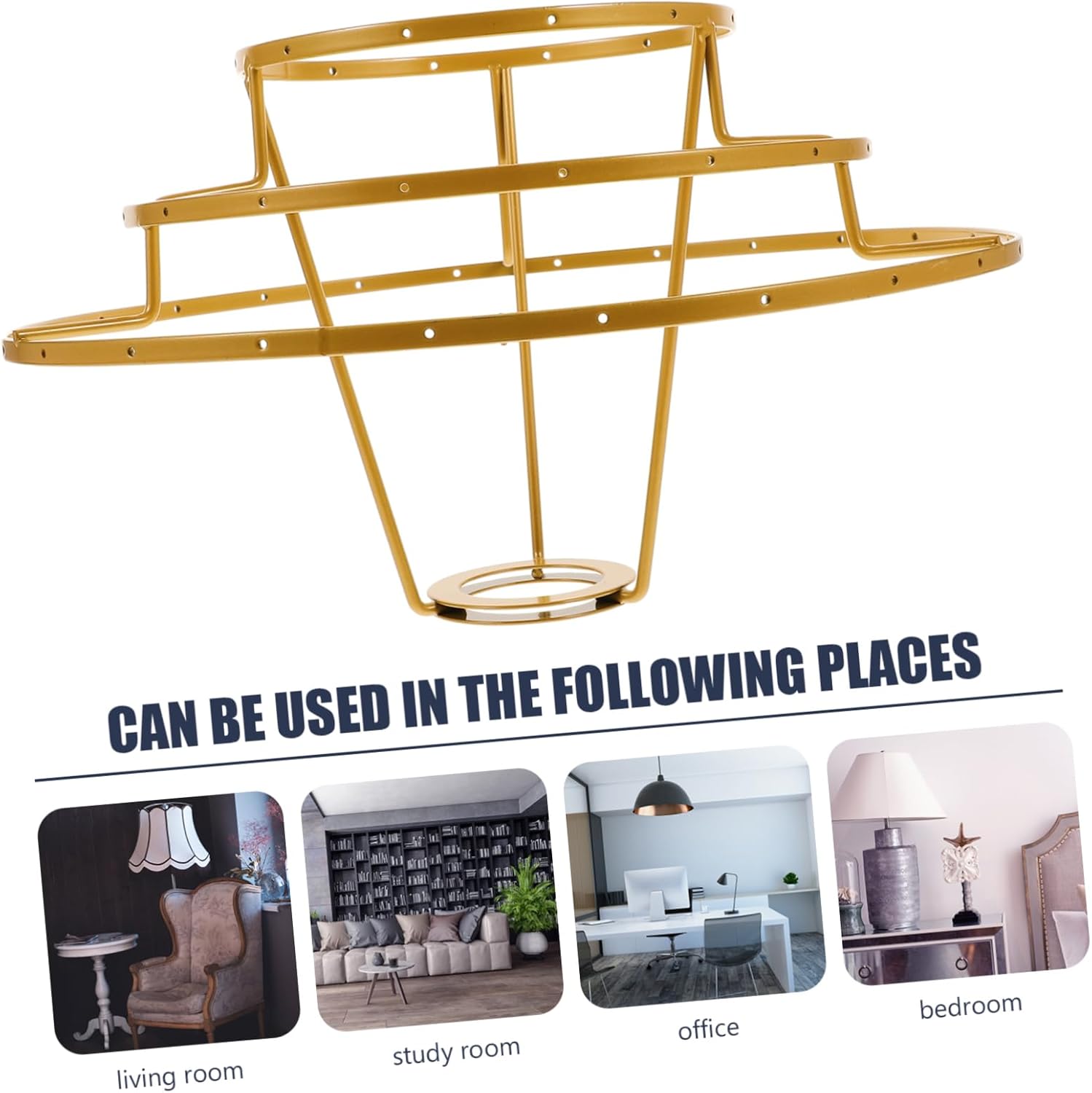 Lurrose Metal Wire Lampshade Frame for DIY Projects Adjustable Lamp Shade Ring Set for Pendant Lights and Chandeliers Compatible Light Fixtures 3-Layer Design