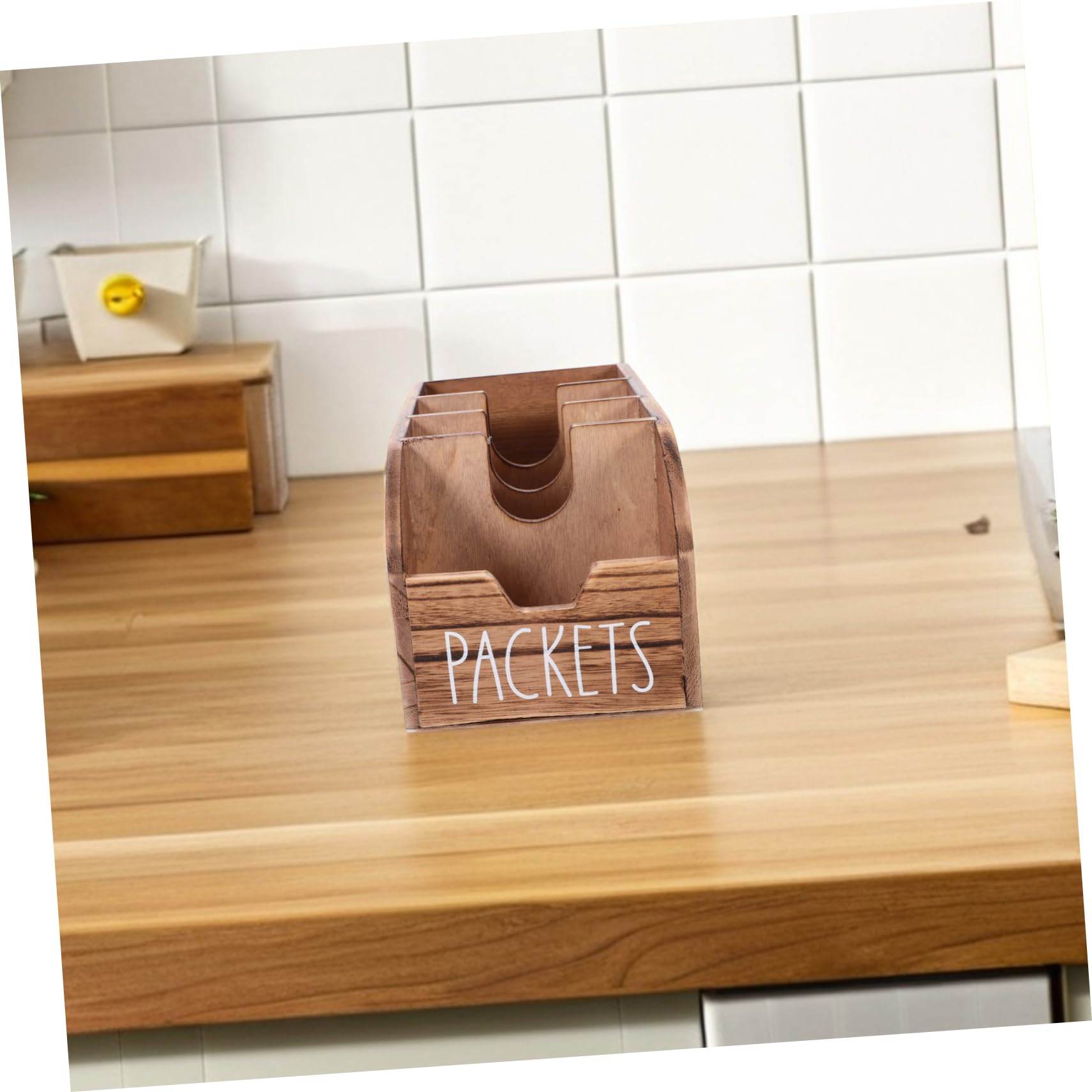 Scatola Porta Bustine di Tè in Legno Marrone per Cucina