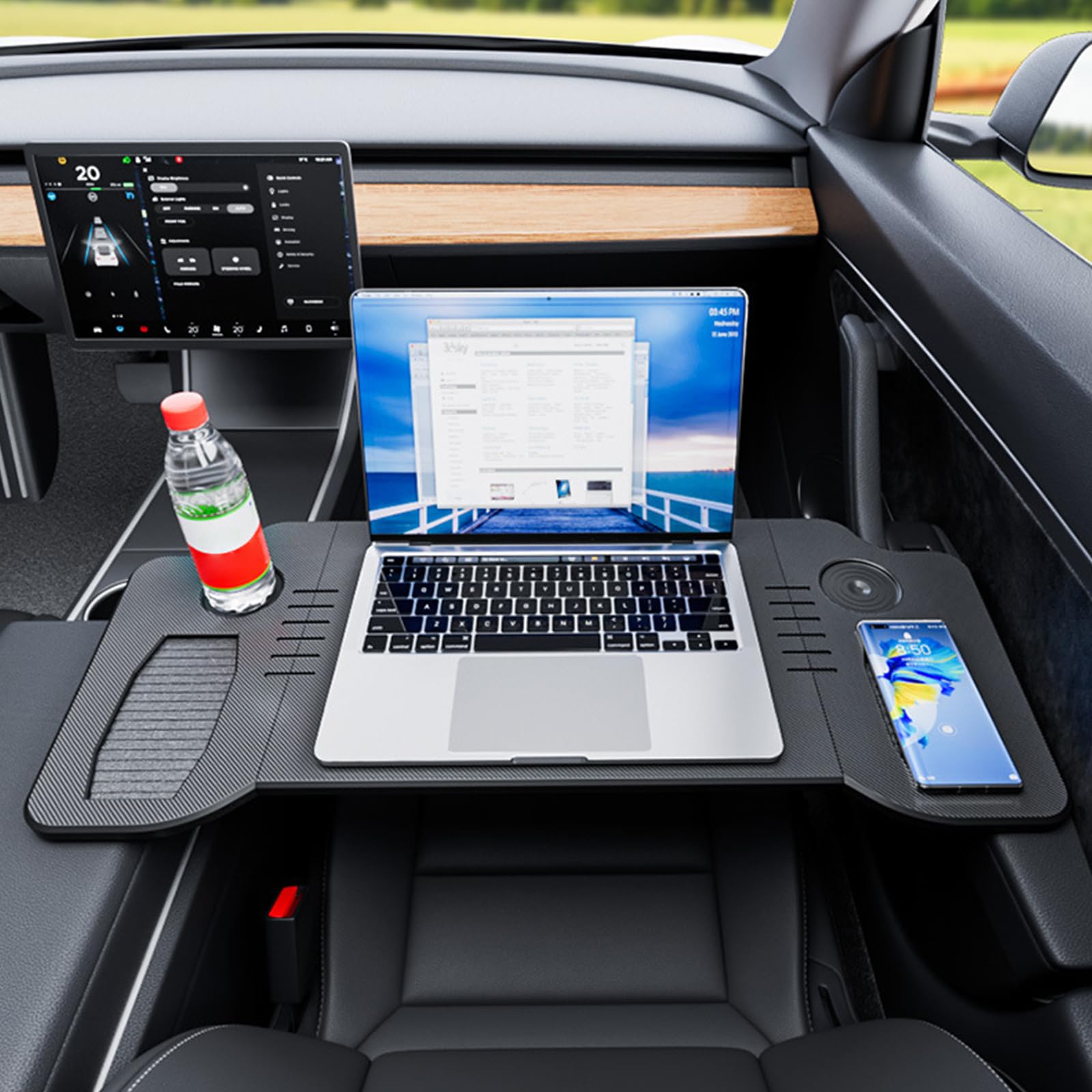 Vassoio pieghevole e scrivania per computer portatili in auto, vassoio per passeggeri, tavolo da pranzo per volante, vassoio per sedile posteriore dell'auto, per viaggi, lavoro e campeggio