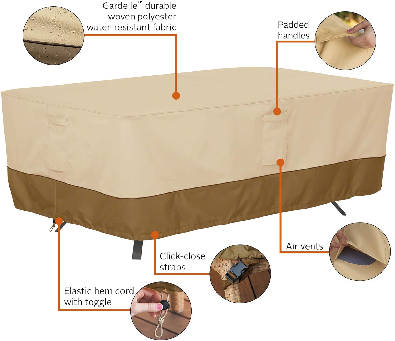 Classic Accessories Veranda Water-Resistant 84 Inch Rectangular/Oval Patio Table Cover : Patio, Lawn & Garden