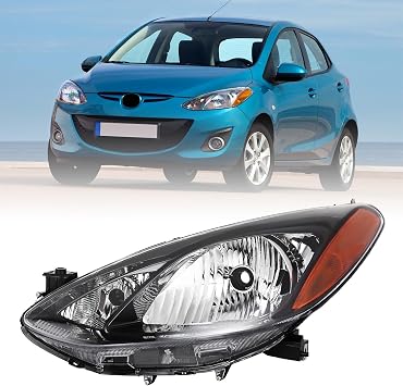 KARPAL Headlight Assembly Compatible with 2011 2012 2013 2014 Mazda 2 Halogen Headlamp Driver Left Side Replacement MA2518144