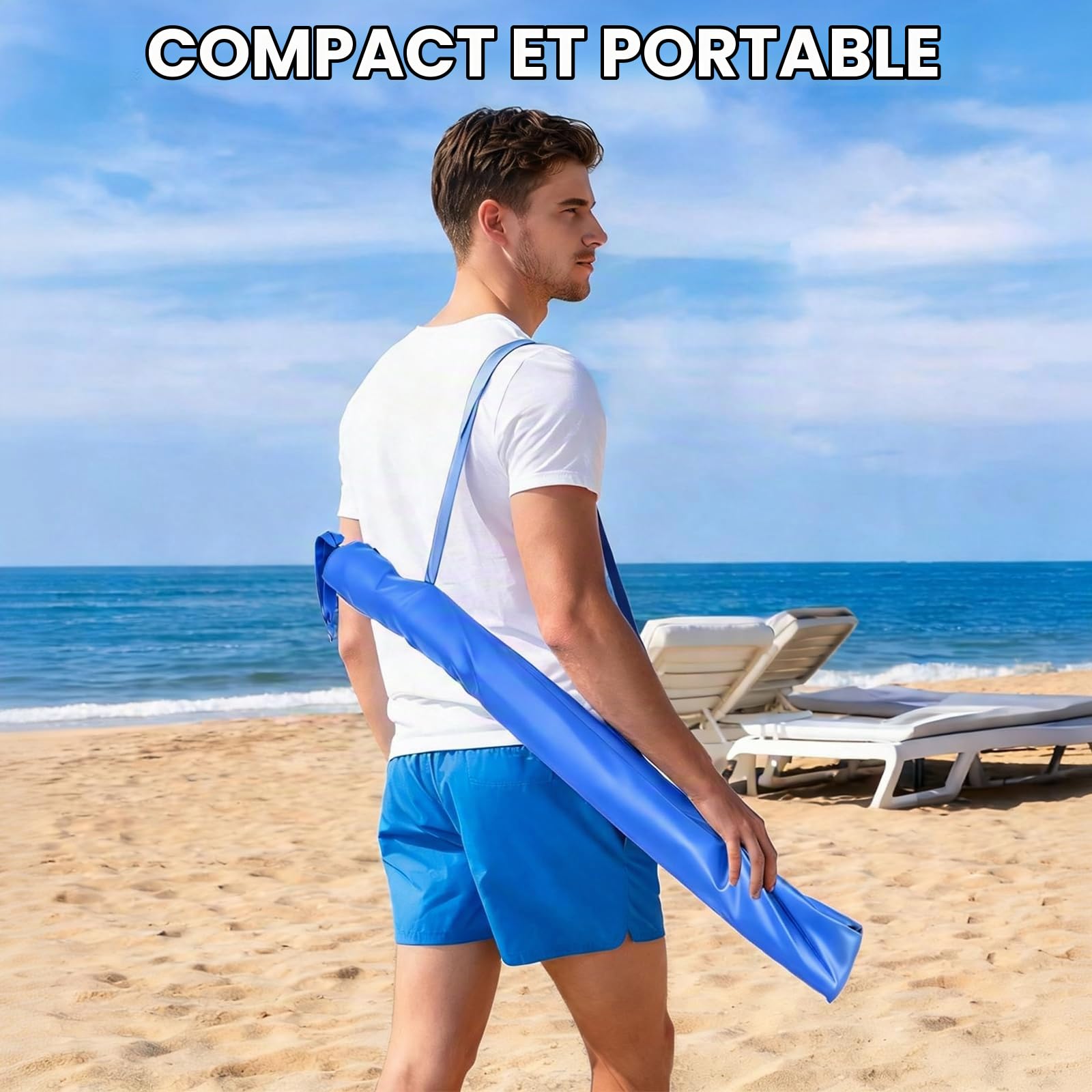 panthem Lot de 2 parasols de plage pour chaise avec support de serrage, UPF 50+ réglable à 360°, parasol de plage compact pour chaise de plage, chaise longue, chaise de camping, fauteuil roulant