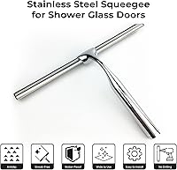 Vista 6 de Escobilla de goma para puerta de cristal de ducha con soporte, hoja de silicona de 10 pulgadas, mango cromado de acero inoxidable, para ventana