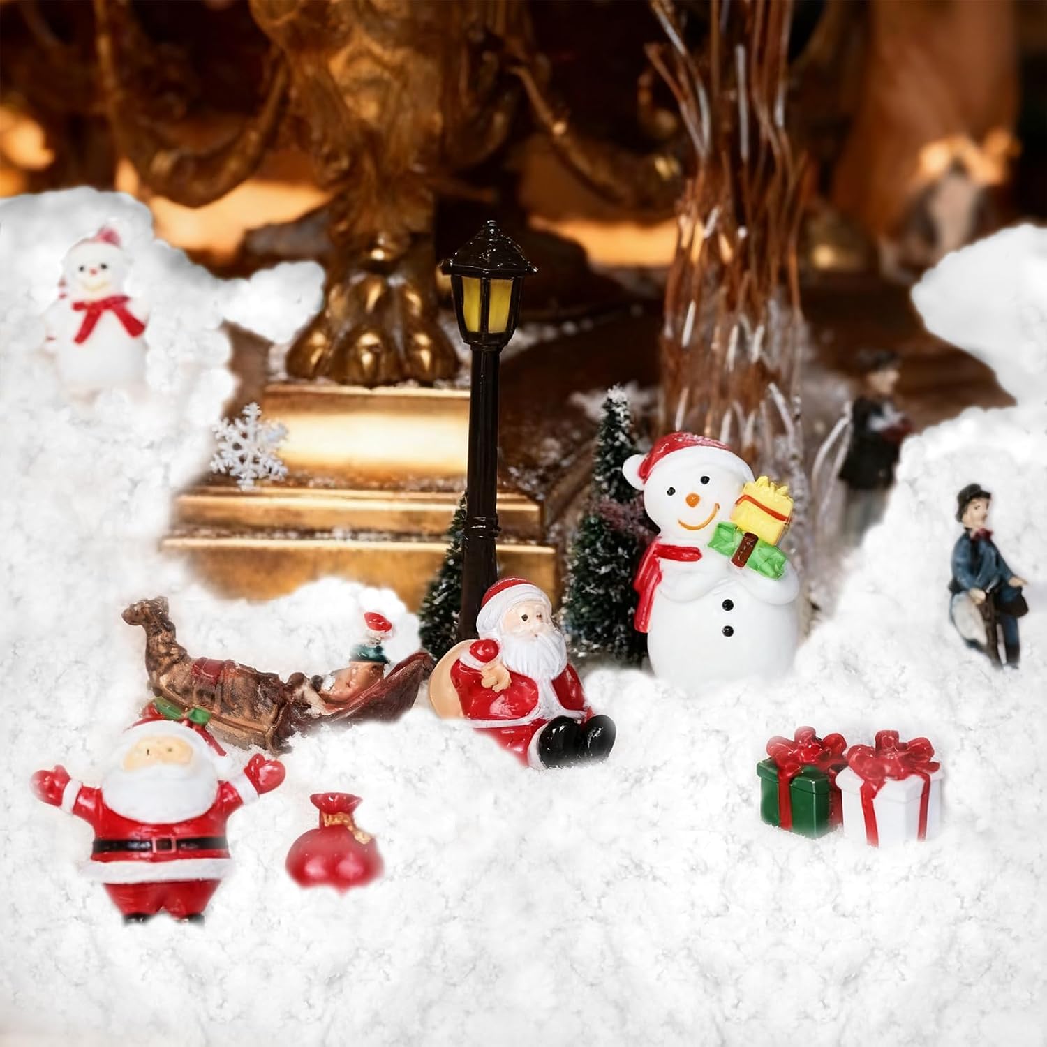 Christmas Fake Snow Decor,Fiber Artificial Snow Cotton Snow Fluffy Indoor Decoration,Snow Blanket for Christmas Village Nativity, Christmas Tree Decorations 5.3OZ