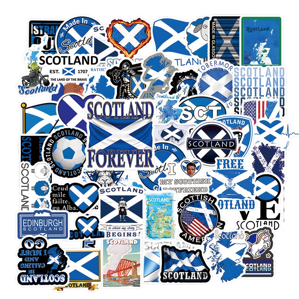 63Pcs Scotland Stickers Graffiti for Water Bottles Laptop Suitcase Scrapbook Stickers Musical Instrument Decorations Birthday Party Supplies Halloween