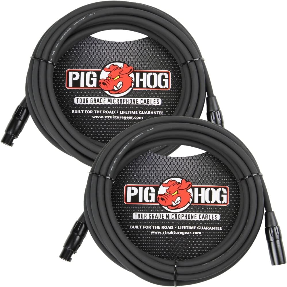 Pig Hog PHM30 High Performance 8mm XLR Microphone Cable, 30 Feet - 2 Pack