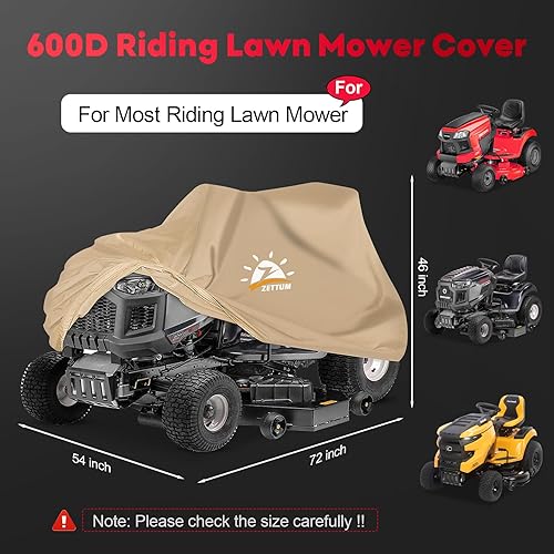 Miniatura 2 de Cubierta para cortacésped de montar Zettum - Cubierta para tractor de césped resistente e impermeable, cubierta de cortacésped al aire libre 600D de