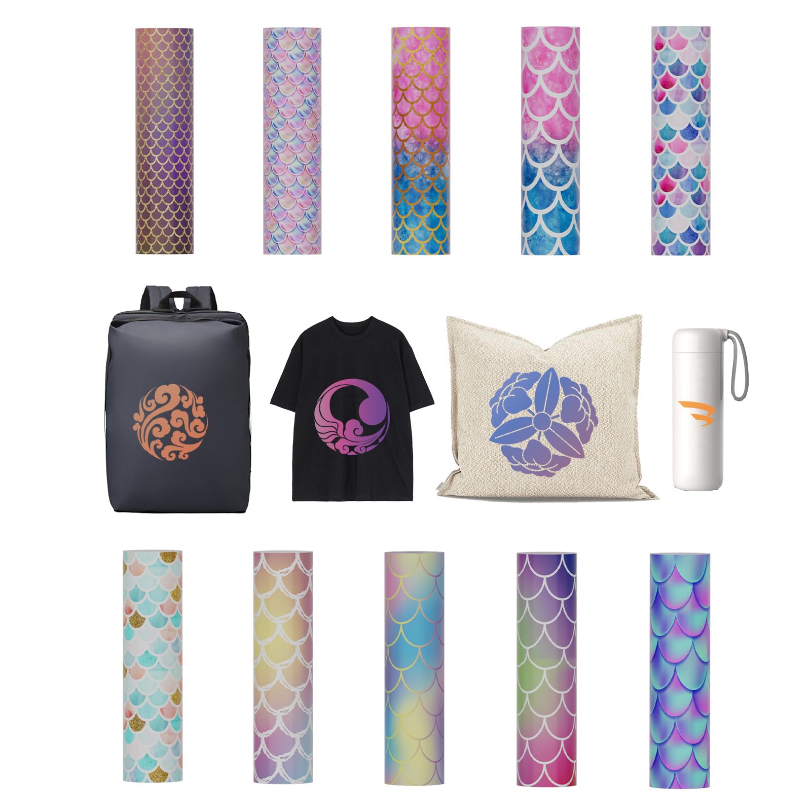 Creatorally Infusible Transfer Paper Sheets, 4.5x12 in 10 Sheet Bundle Pre-Printed Dyed Sublimation Papers, Heat Press Film for DIY T- Shirts Mug (Mermaid)