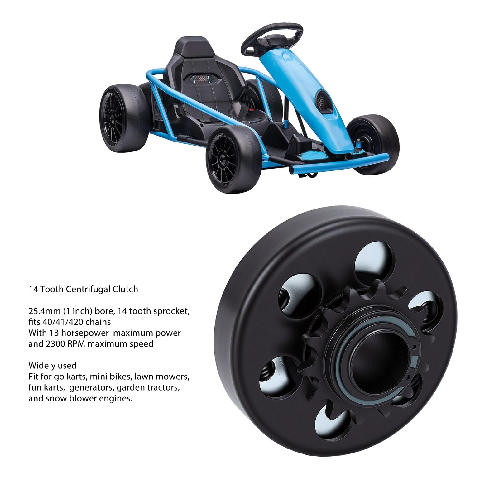KIMISS Embrague Centrífugo Go Kart Clutch 420 Cadena de Transmisión 14 Dientes 1 Pulgada de Diámetro a 2300 RPM con Cadena 420 para Mini Bicicletas Fun Karts Cortacésped