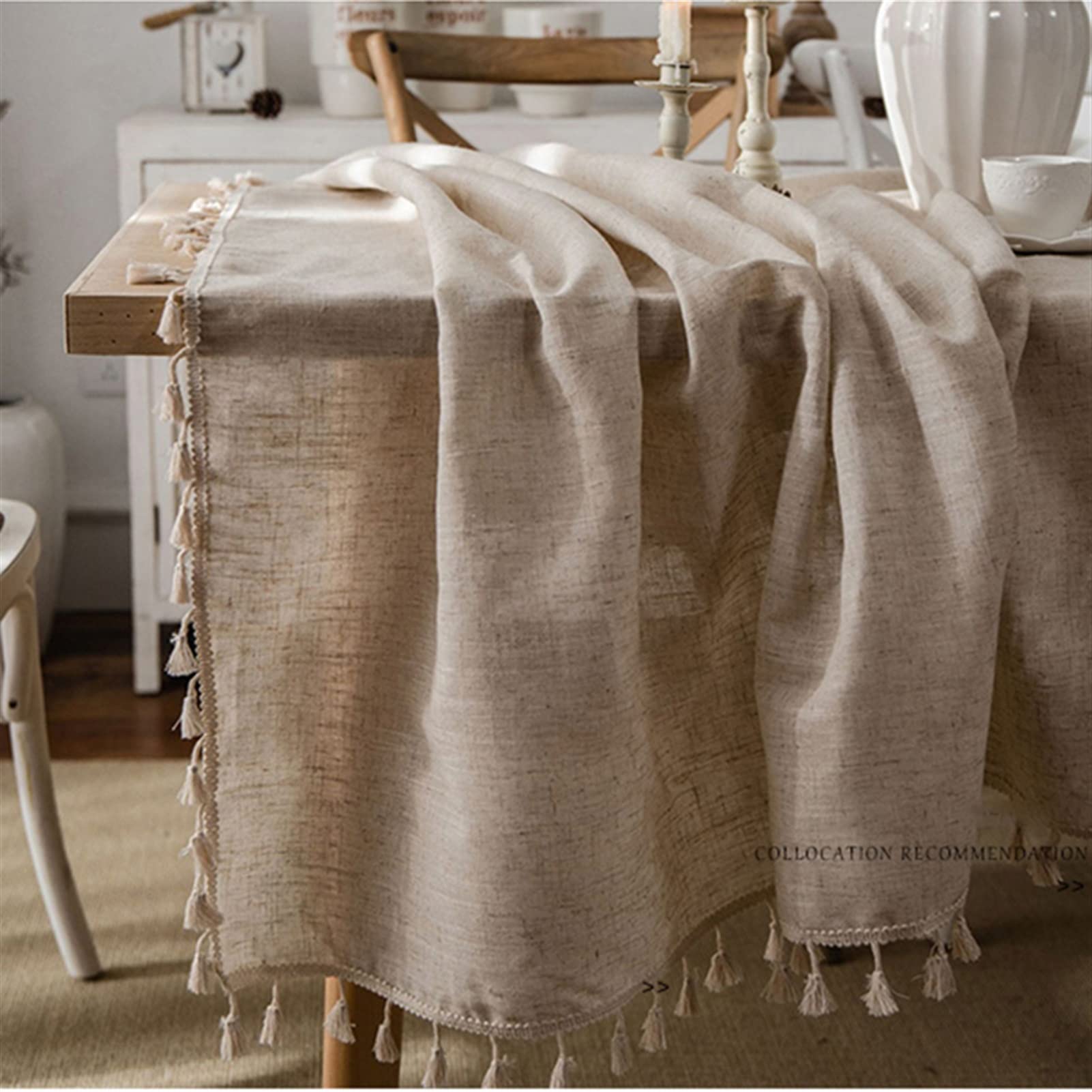 Nappe en coton de haute qualité rectangulaire à franges pour table de réception