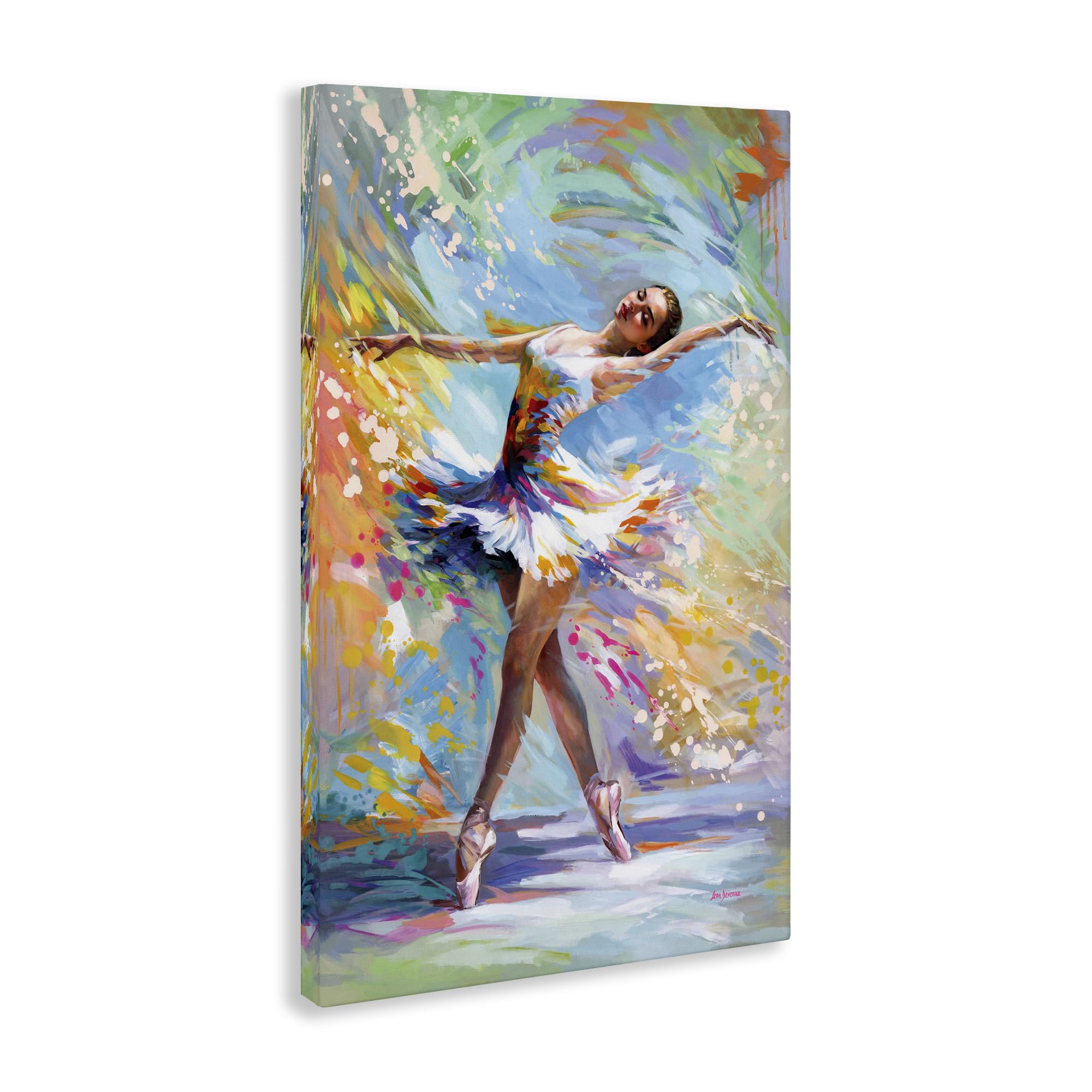 Amazon.com: Stupell Industries Ballerina on Pastel Splatter Canvas
