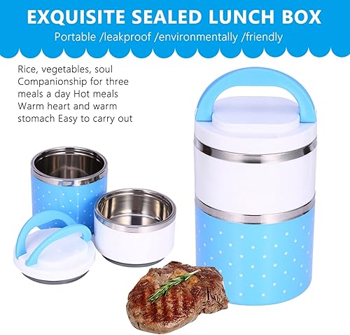 Miniatura 2 de Fiambrera de 2 capas de aislamiento de acero inoxidable termo térmica lonchera contenedor de alimentos suministros de cocina