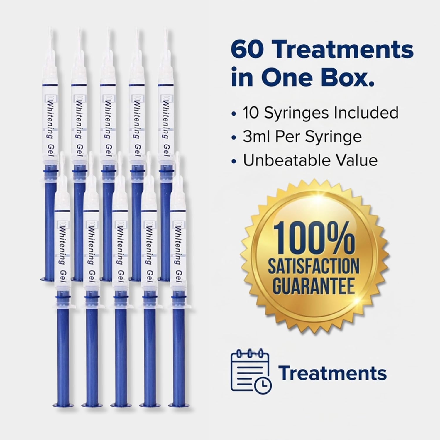 ProDental Teeth Whitening Gel Syringe Refill 10 Pack, 35% Carbamide Peroxide - 60 Treatments, Faster Results Than Tooth Whitening Strips - Pen - Powders and Toothpaste, Safe for Sensitive Teeth