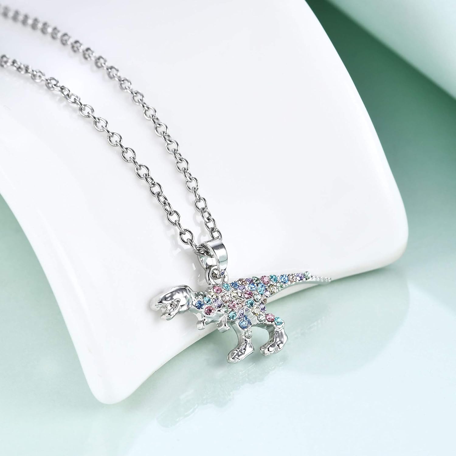 luomart Girls Dinosaur T-Rex Charm Necklace Jewelry Gift,Animal Lover Gifts Pendant for Women - Image 3