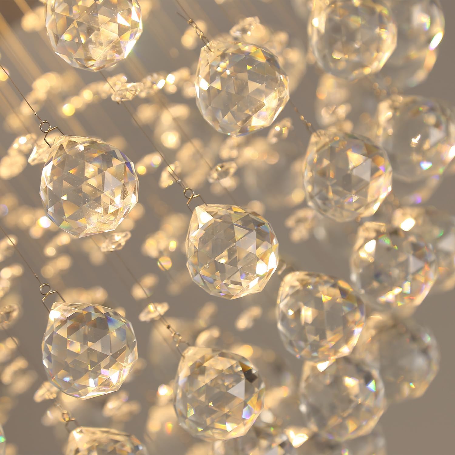 6-Light 20-Inch Gold K9 Crystal Flush Mount Chandelier, Modern Ceiling Light Fixture for Bedroom Dining Room Living Room