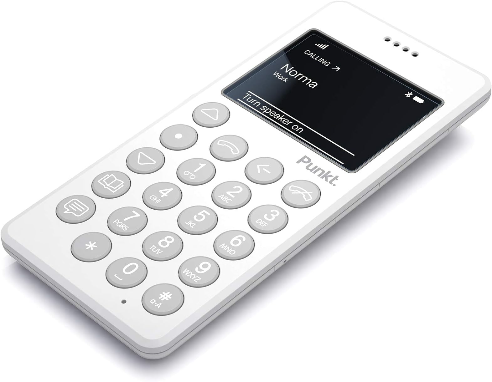 Punkt. MP01 Minimalist Mobile Phone, Unlocked, Micro-SIM, 2G, Internet-Free, Long-Lasting Battery, UK version - White