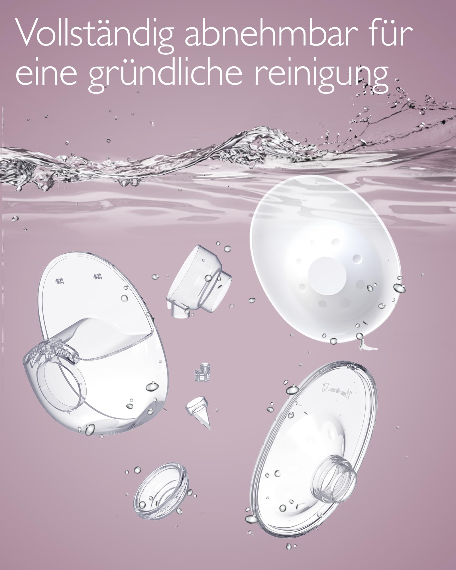 Elektrische Milchpumpe Tragbar Freihändig, Leise Brustpumpe mit 4 Modi & 12 Stufen für Den Babymund, 19/21/24 mm Flansch,inkl. Ersatzteile & Zubehör (Violett, 2 Packs)