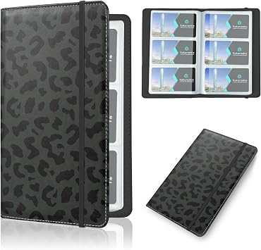 Floral Business Card Book Holder Organizer for Women, 240 Card Capacity, Stylish Name Card and Credit Card Holder for Professionals Leopard-Black