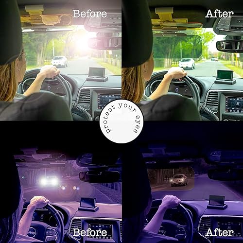 Miniatura 6 de Zone Tech - Visera antideslumbrante para parabrisas de automóvil, parasol universal de alta calidad y visión nocturna antideslumbrante (paquete de 4)