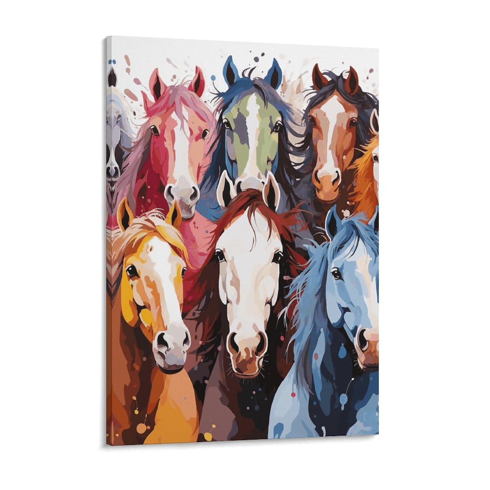 Colourful Cartoon Horses Canvas Wall Art for Bedroom 18x24inch Canvas Prints Artwork for Walls Modern Picture Artwork Painting for Living Room Aesthetic Wall Paintings for Bathroom Kitchen Of