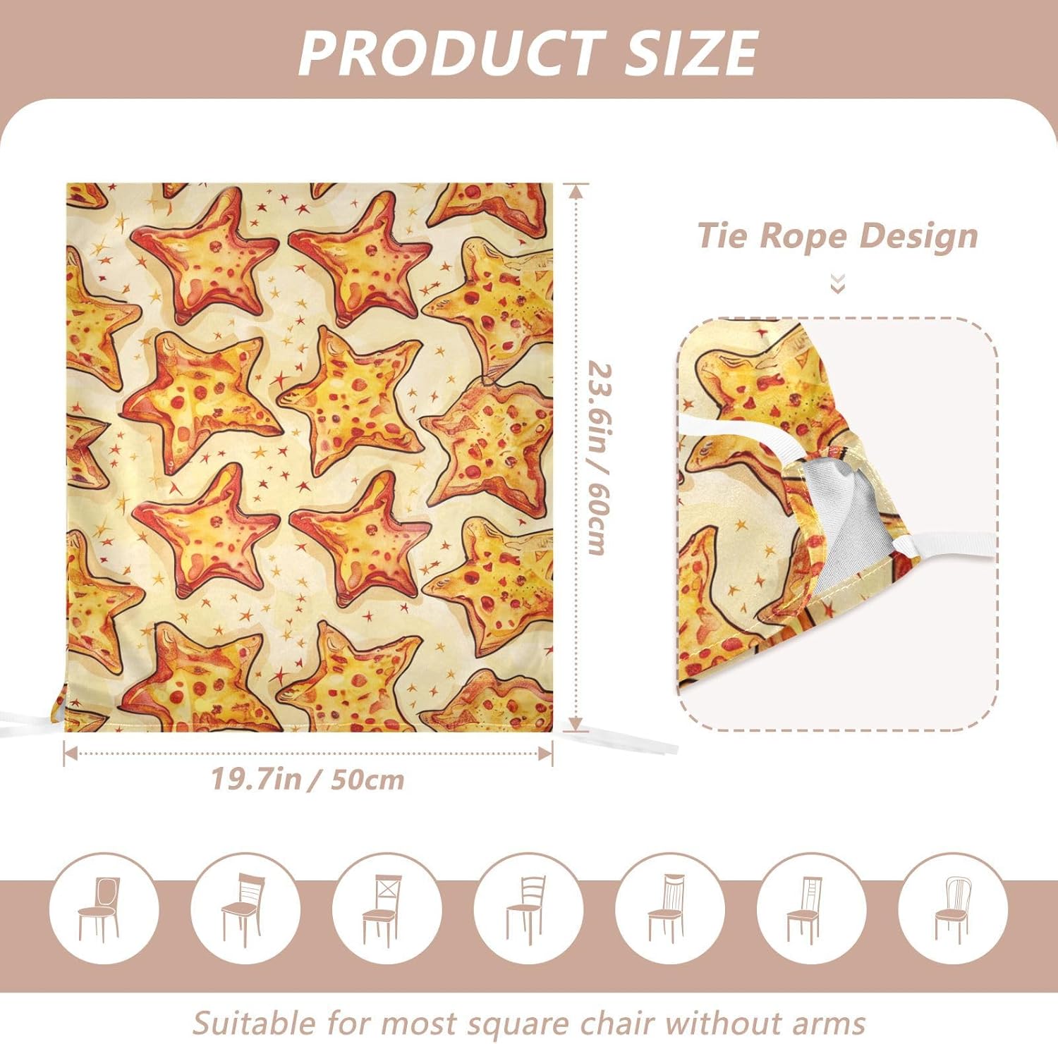 ALAZA Pizza Stars Chair Back Cover Set of 6, Washable Reusable Removable Chair Slipcovers Decorative Chair Cover for Home Kitchen Wedding Party