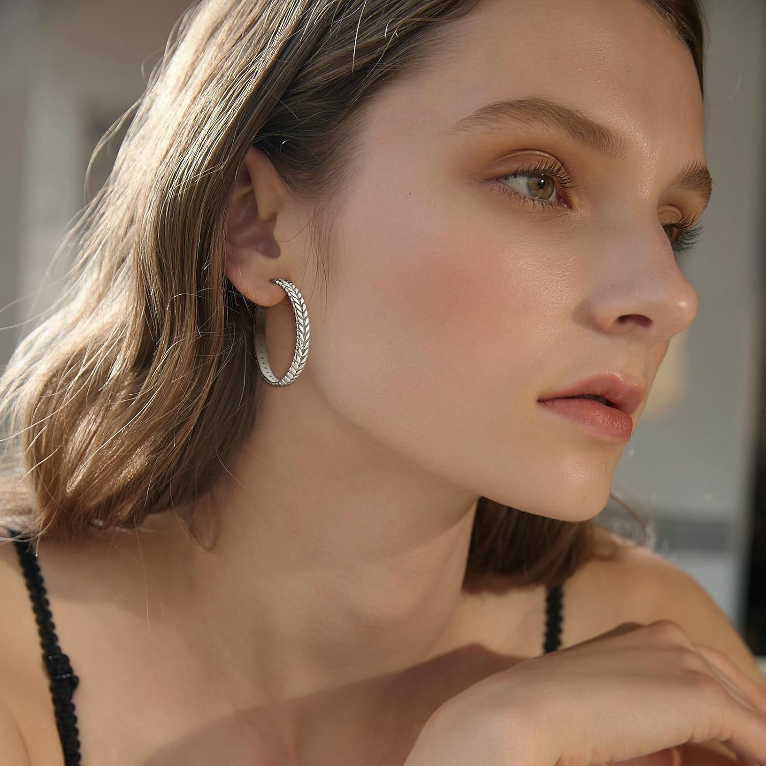 Sterling Silver Large Hoop Earrings for Women - Hypoallergenic Big Hoop Earrings for Sensitive Ears Women's Heavy Loop Earring Fashion Jewelry Gifts - Image 3