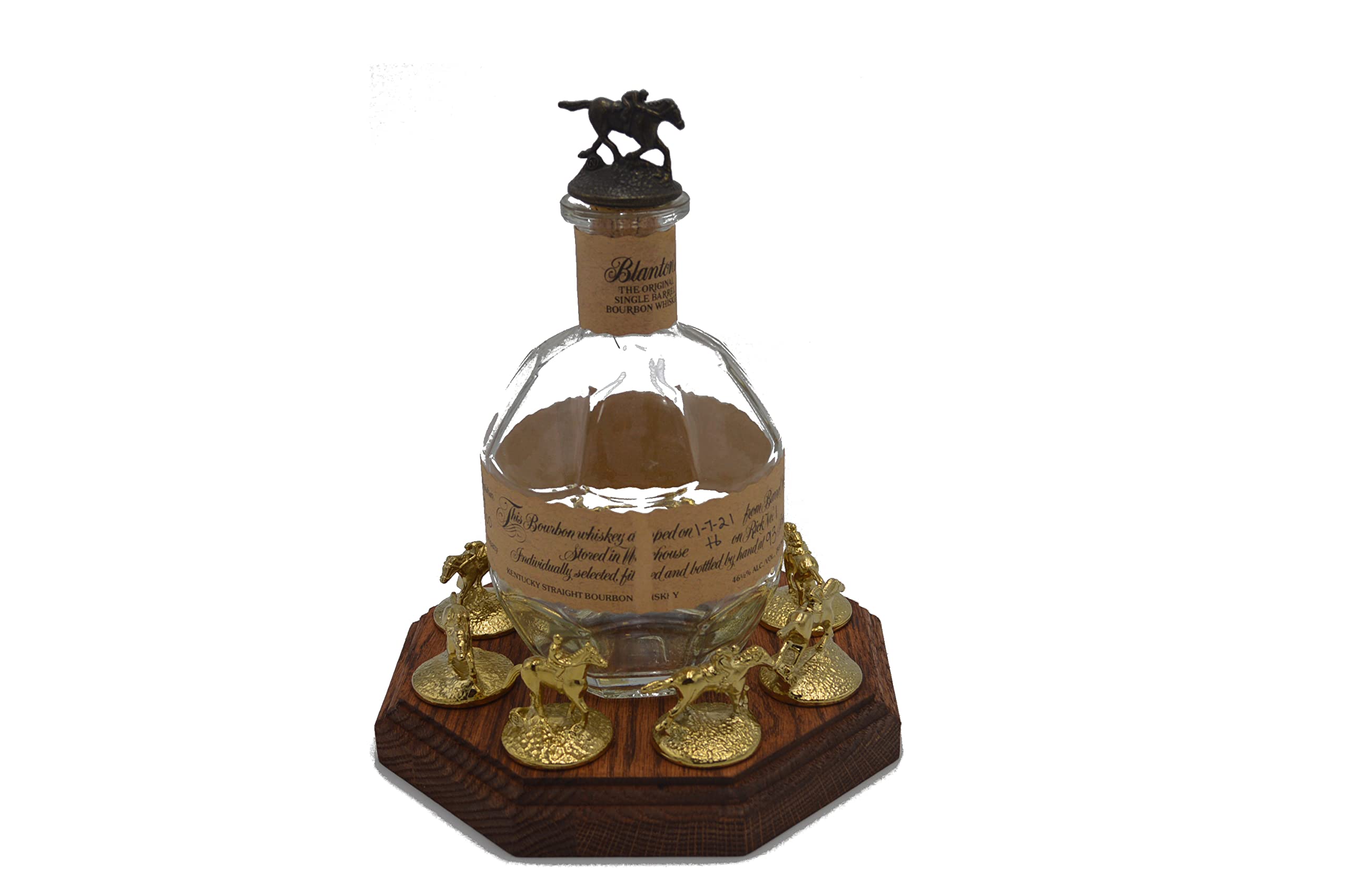 Elite Wine Racks Lighted Octagon Display for Blanton's Horse Cork Stoppers- Choice of Several Woods and Finishes- Blantons- Buffalo Trace (English Chestnut)