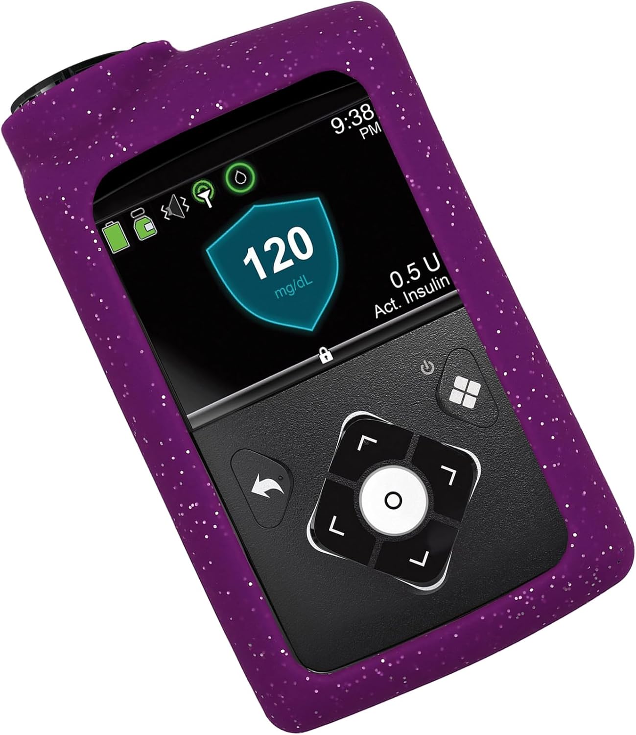 Medtronic İns&uuml;lin Pompaları i&ccedil;in Premium Glitter Silikon Kapak Yumuşak Kılıf MiniMed 630G MiniMed 640G MiniMed 650G MiniMed 670G MiniMed 770G MiniMed 780G Mor