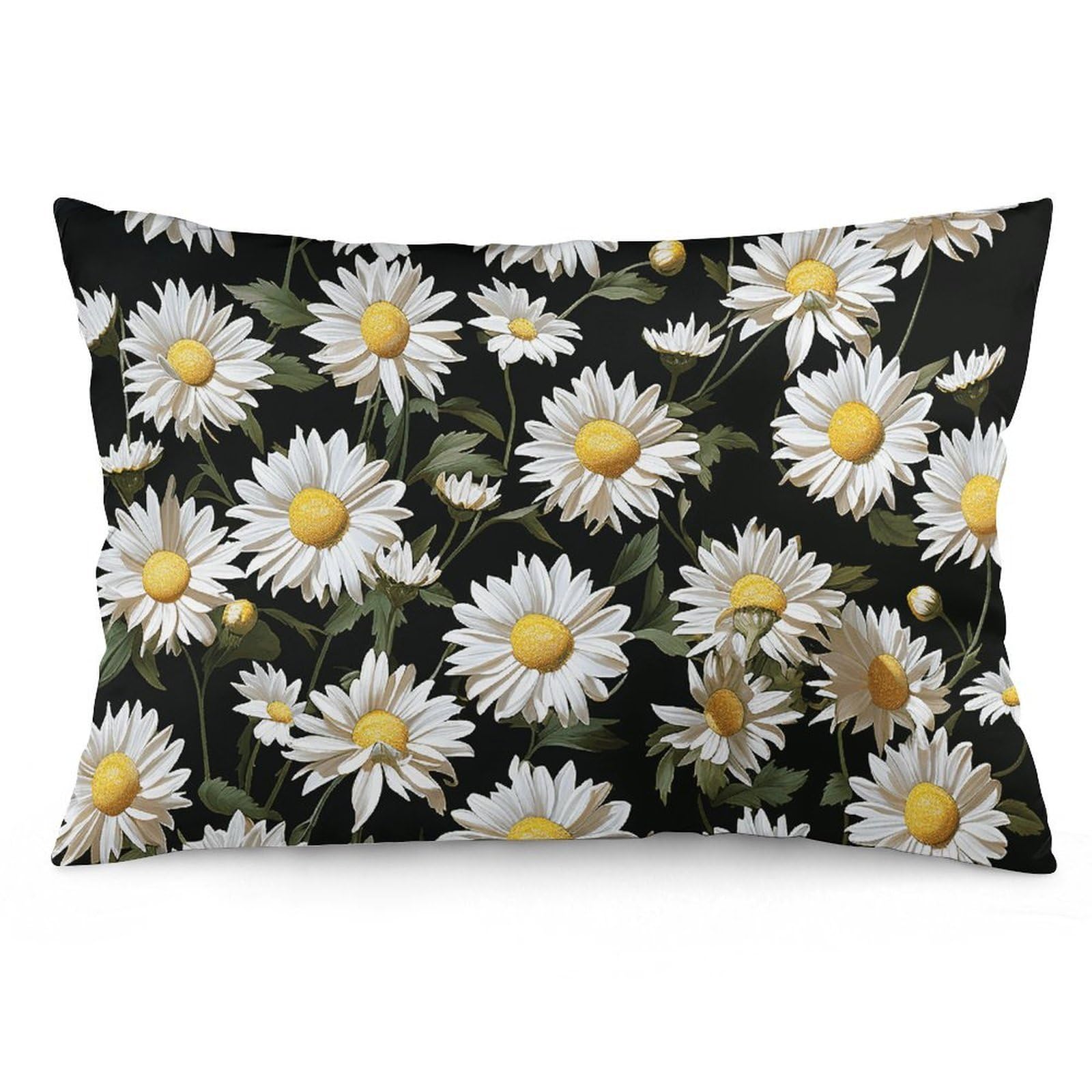 NONHAI 2 Pack Pillow Cases for Hair and Skin, Soft Breathable Pillow Case Covers with Hidden Zipper, Daisy Pillowcase 12 "x20 Pillow Covers for Sleeping Gift