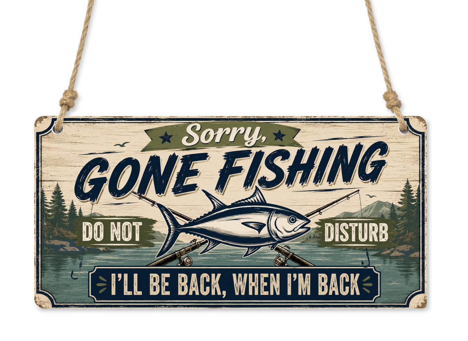 Sorry Gone Fishing Angling Vintage Metal Sign Rustic Fisherman Wall Plaque Outdoor Cabin Garage Shed Decor cpt113