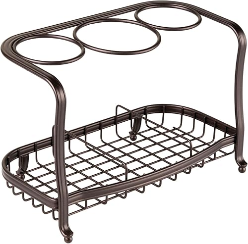 Miniatura 8 de mDesign - Organizador de metal para el baño, para herramientas de cuidado del cabello y peinado, secadora, plancha alisadora, rizador, alisador del