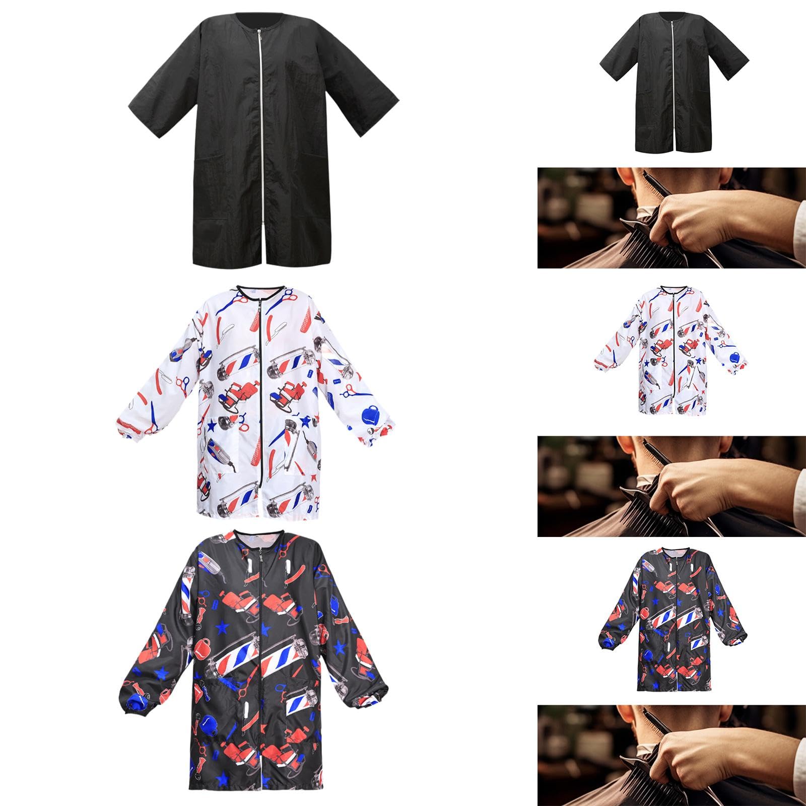 Barbers Uniform Apron Hair Stylist Apron Smock for Hair Cutting Coloring SPA Black-image-5