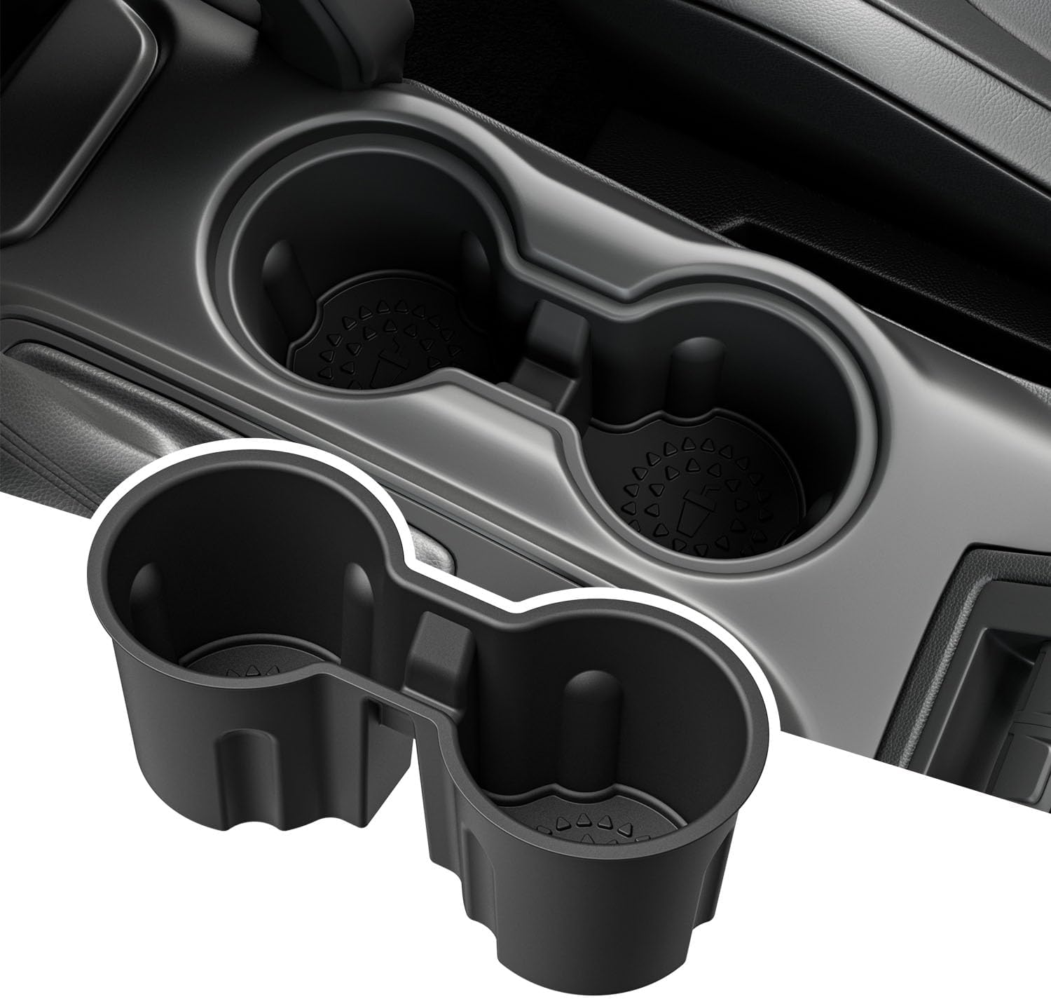 PTYYDS Rear Dual Cup Holder Compatible with 2021-2024 Ford Bronco 2/4 Door Removable Rear Cup Holder Inserts Not for Sport ABS Drink Stopper Replacement for 2021-2024 Ford Bronco Accessories