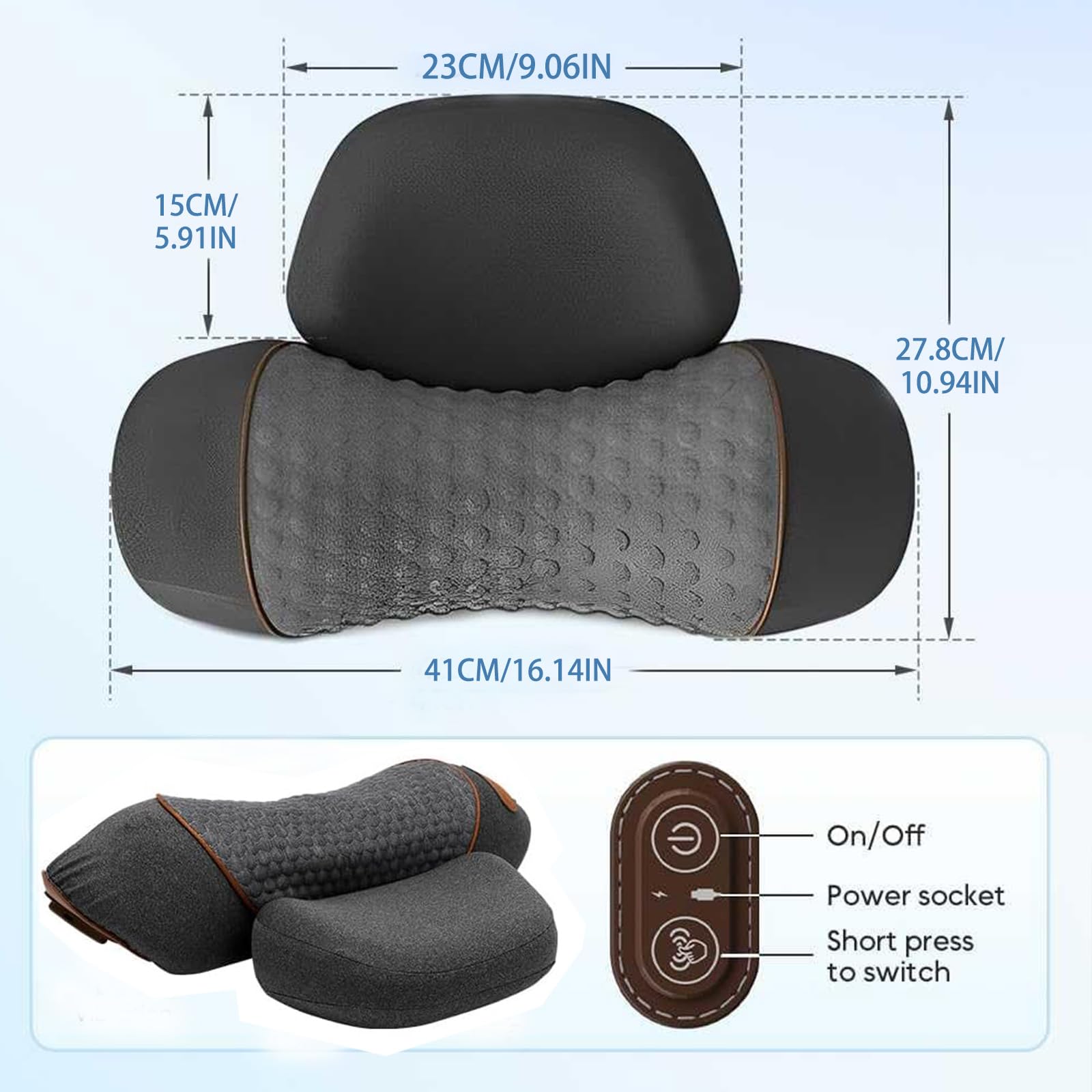TinyShiatsu 3in1 Massage Kopfkissen, Nackenmassagegerät Elektrisch mit Wärme, Ergonomic Massagekissen Rücken für Unteren Rücken, Nacken (SH)