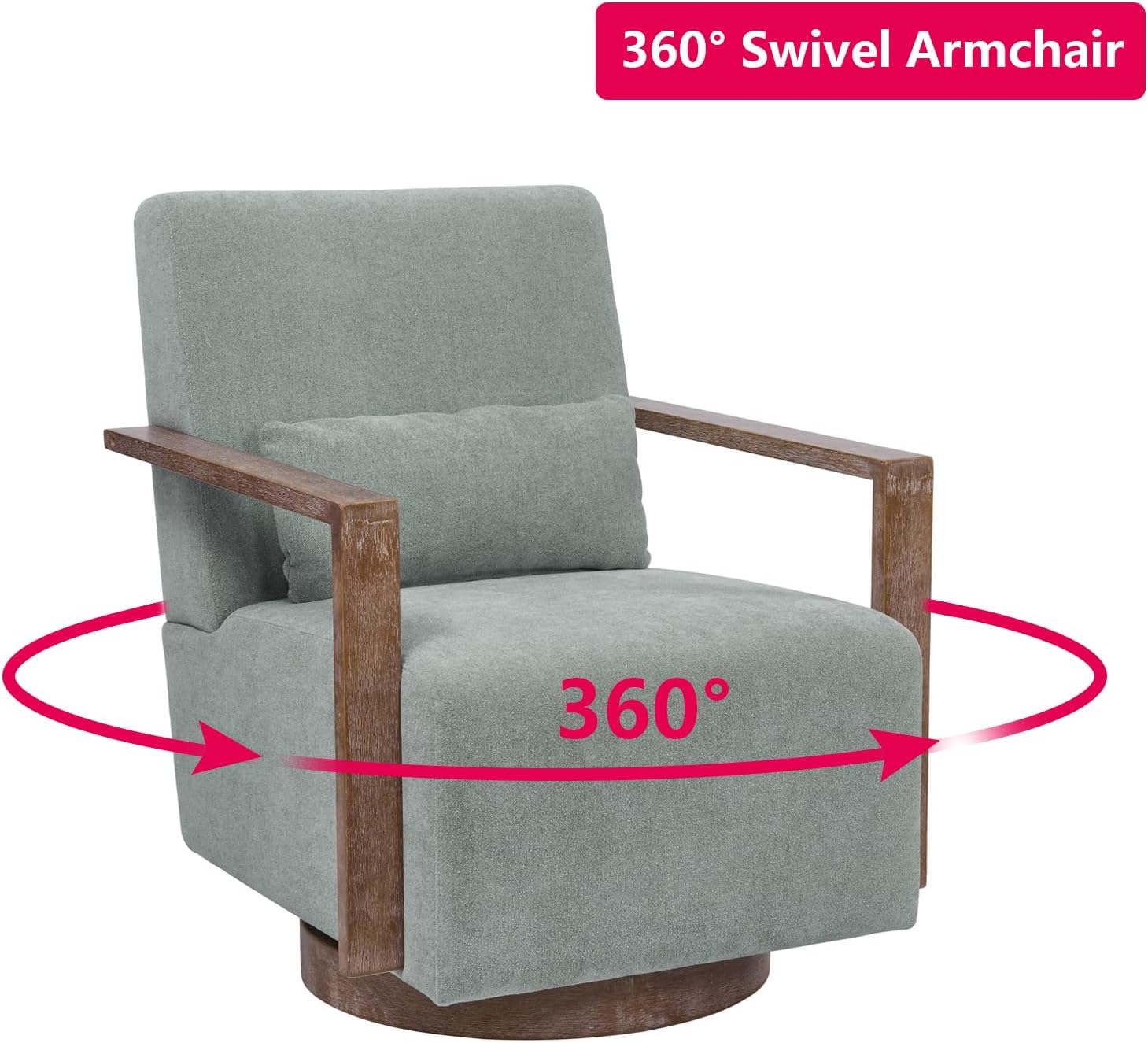 30.3" W Swivel Chairs Set of 2, Swivel Accent Chairs Armchair for Living Room, Mid Century Modern Chairs for Bedroom Comfy, Side Lounge Reading Chair with 360 Degree (Pale Green)