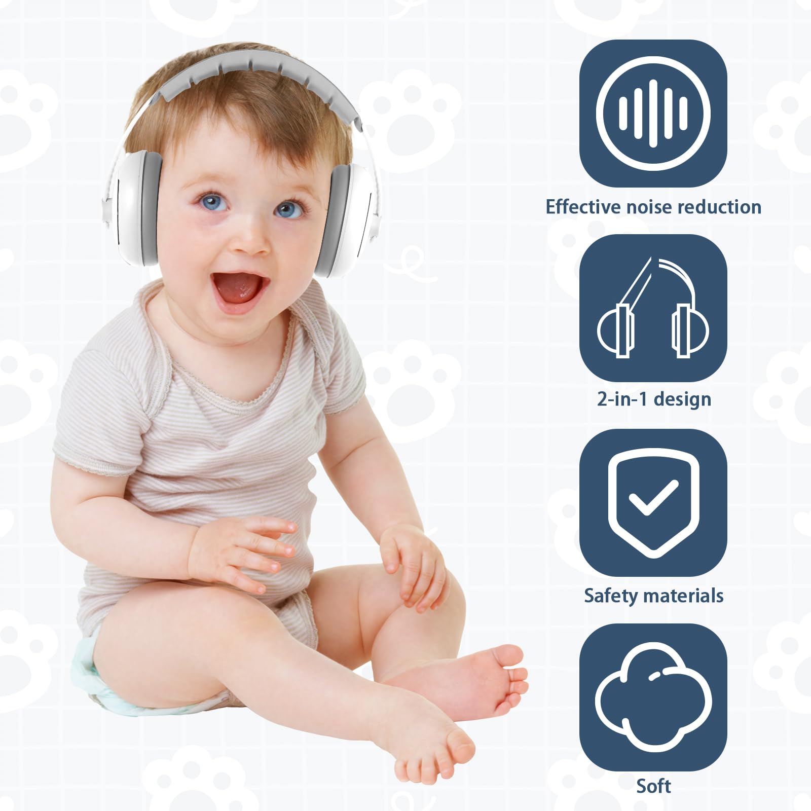 2 in 1 Newborn Baby Ear Defenders for 3-48 Months Baby Noise Cancelling Headphones Adjustable Toddler Headphones Ear Muffs Safe & Soothing Hearing Protection for Noise Airplane Travel Essentials - Image 2