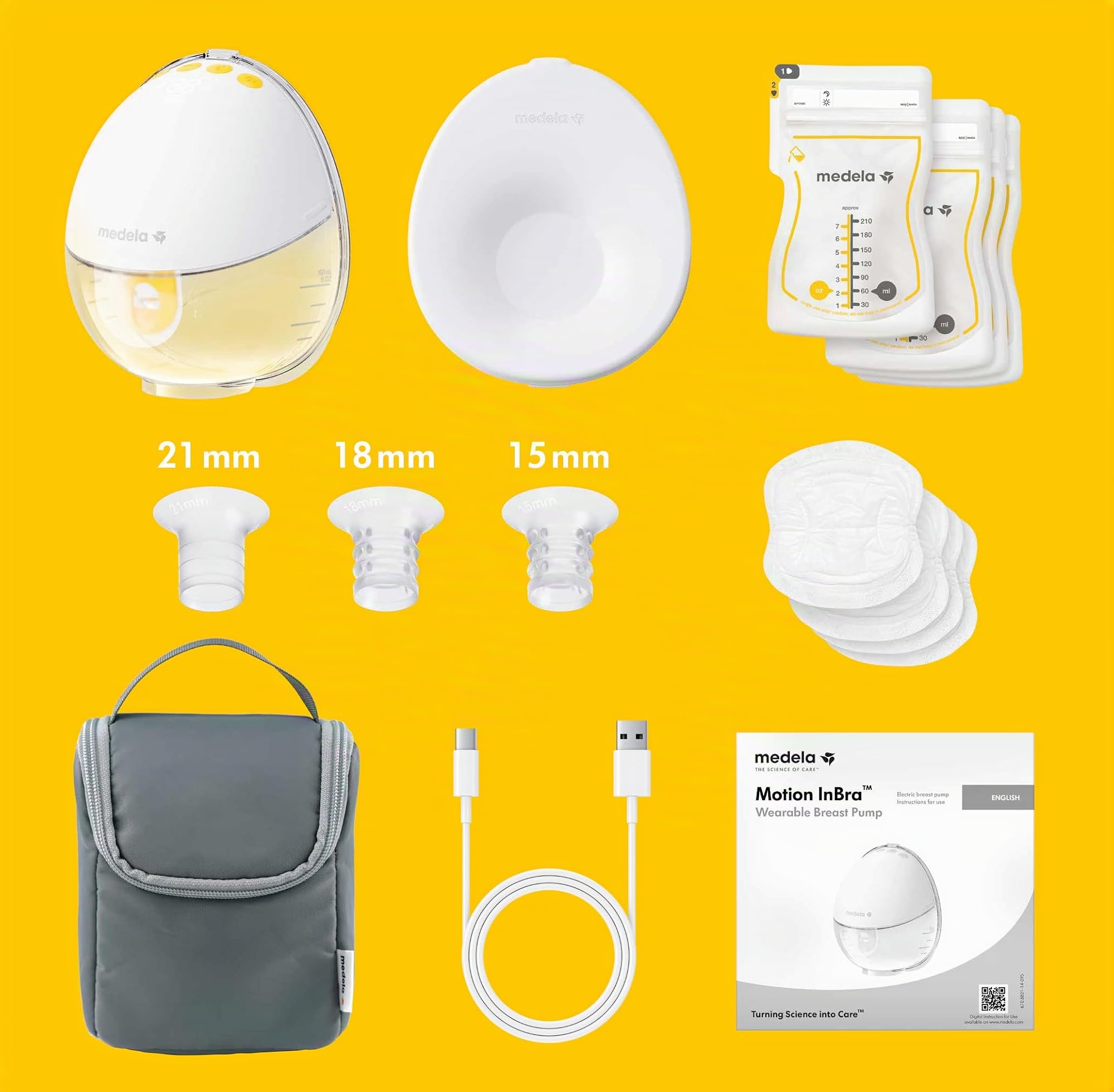 Bundle Medela Motion InBra Tire-lait électrique portable+ Medela Chaussettes maman-bébé, Édition limitée par l'artiste suisse Yael Anders, Dans le cadre de la campagne With You, Every Step of the Way