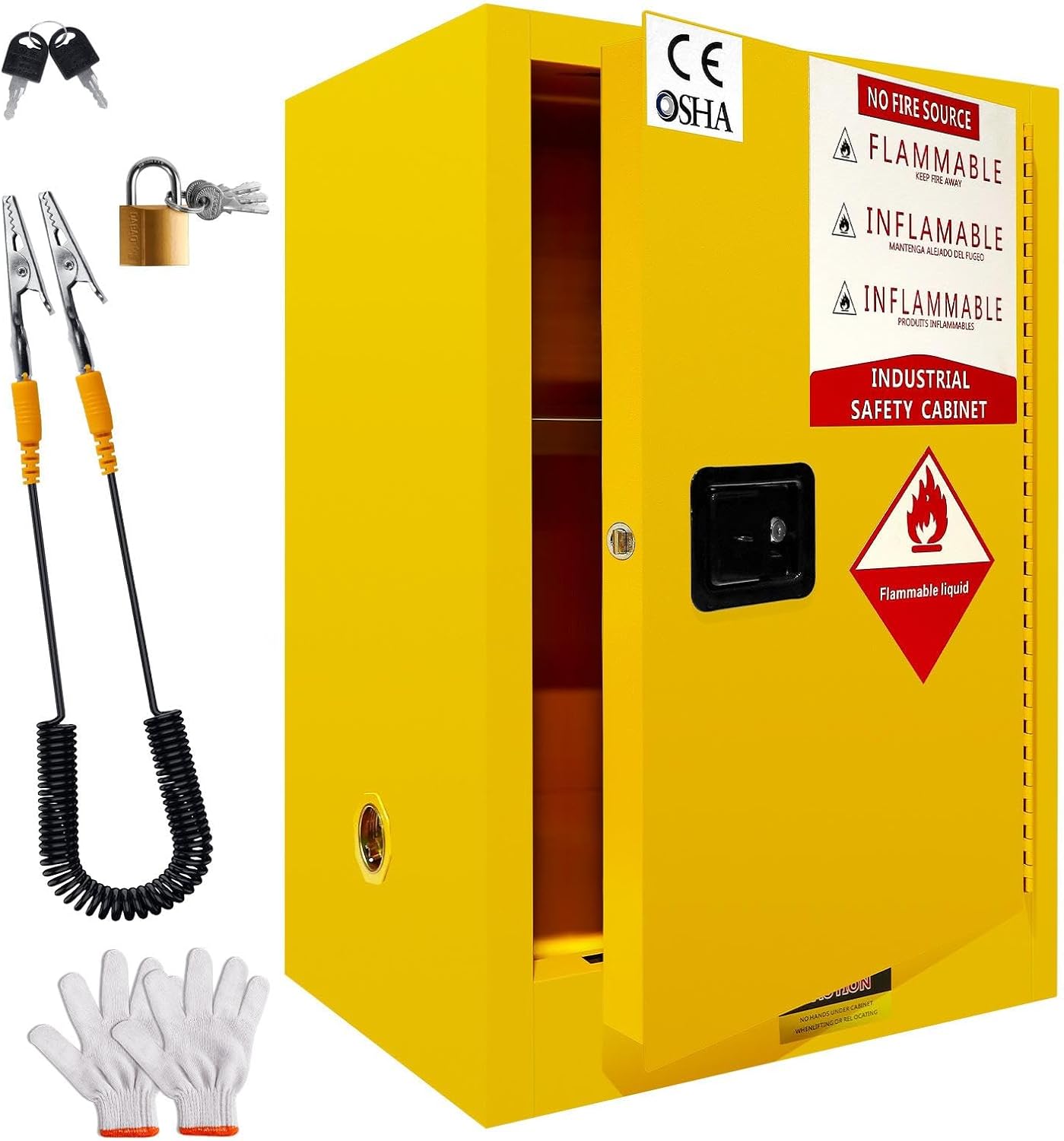 30 Gallon Flammable Storage Cabinet, 35” x 23” x 18” Fire Cabinets, 3-Point Lock System Safety Storages Cabinets, Galvanized Steel Chemical Storage Cabinet for Industrial, Commercial and Home