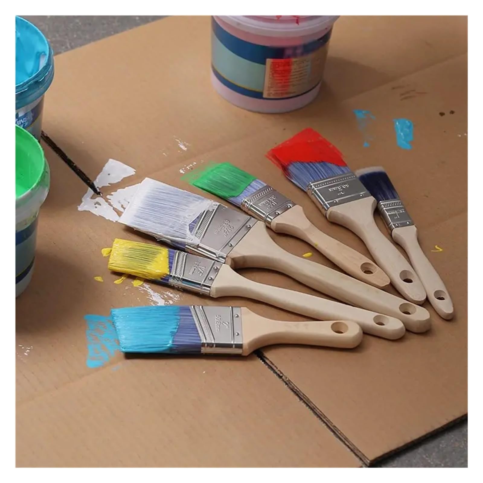 Lot de 12 pinceaux de peinture murale et fourrure de qualité supérieure pour projets de bricolage à la maison, faciles à utiliser, parfaits pour les travaux lisses et les travaux de détail