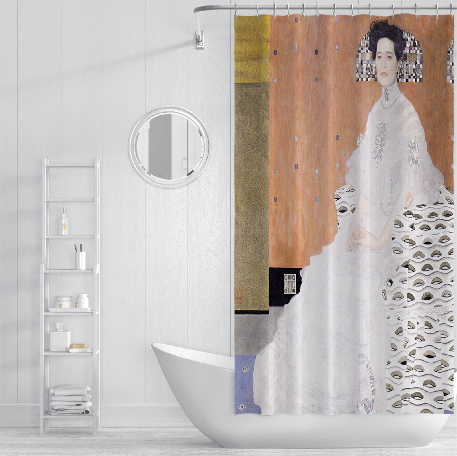 Cortina de Ducha de baño de Retrato Elegante Cortinas de Ducha de Tela de poliéster Lavables Impermeables Cortina de baño Decorativa de Arte Moderno 200x200cm