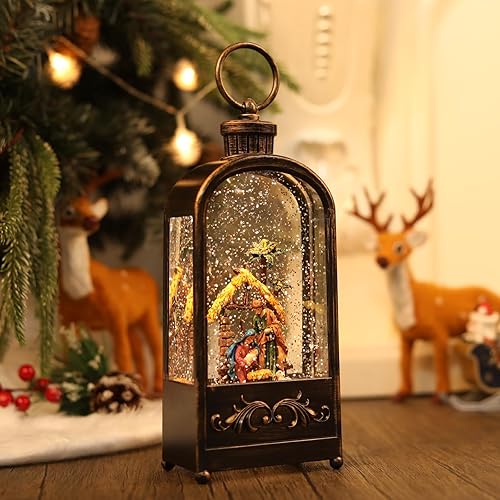 Miniatura 47 de Linterna de decoración de Navidad con forma de globo de nieve, enchufe iluminado brillante, 3 pilas AA y alimentado por USB, linterna de globo