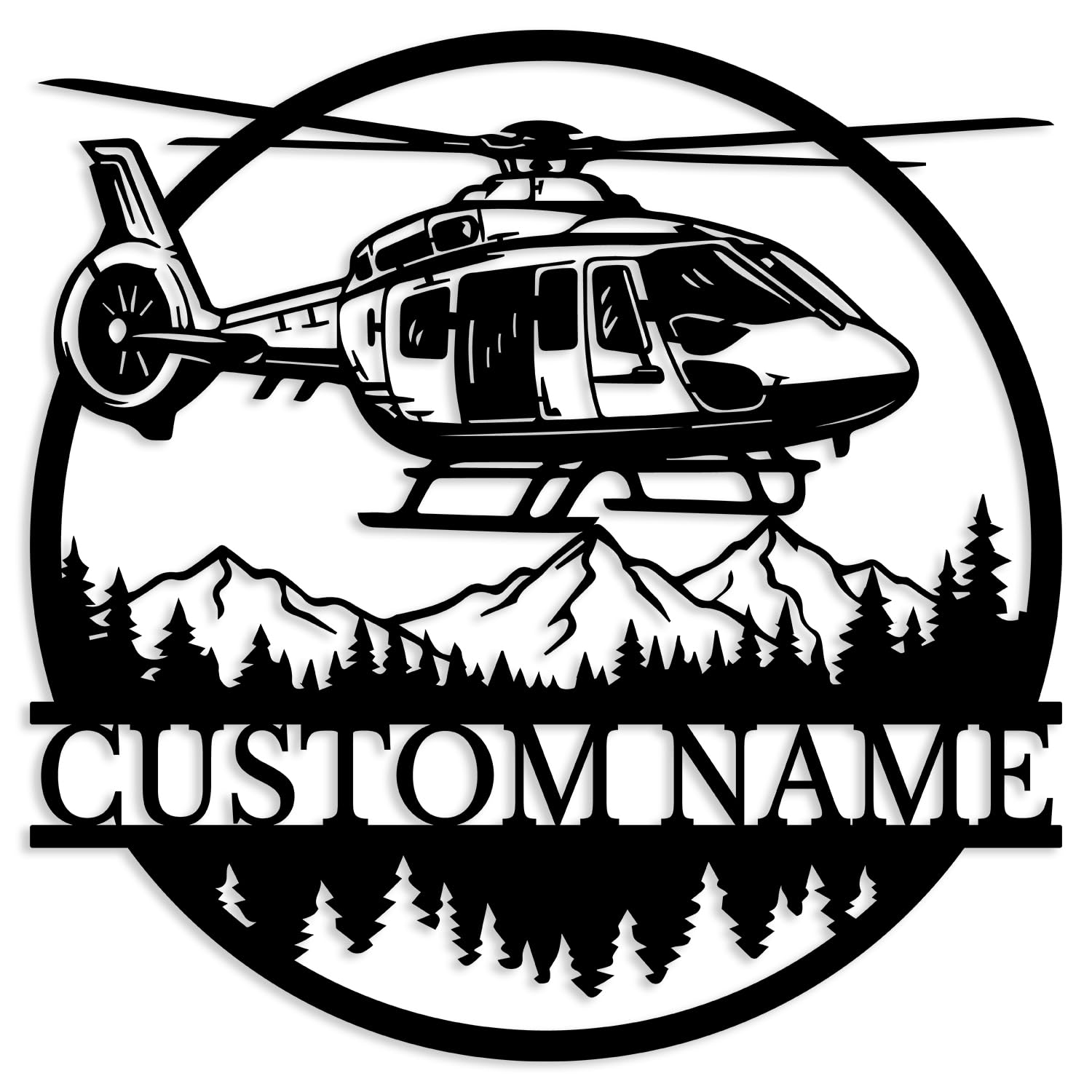 Custom Helicopter Metal Sign,Personalized Pilot Sign,Helicopter Wall Decor,Hangar Name Sign, Helicopter Metal Wall Art, Aviation Gift for Him (Style-A)